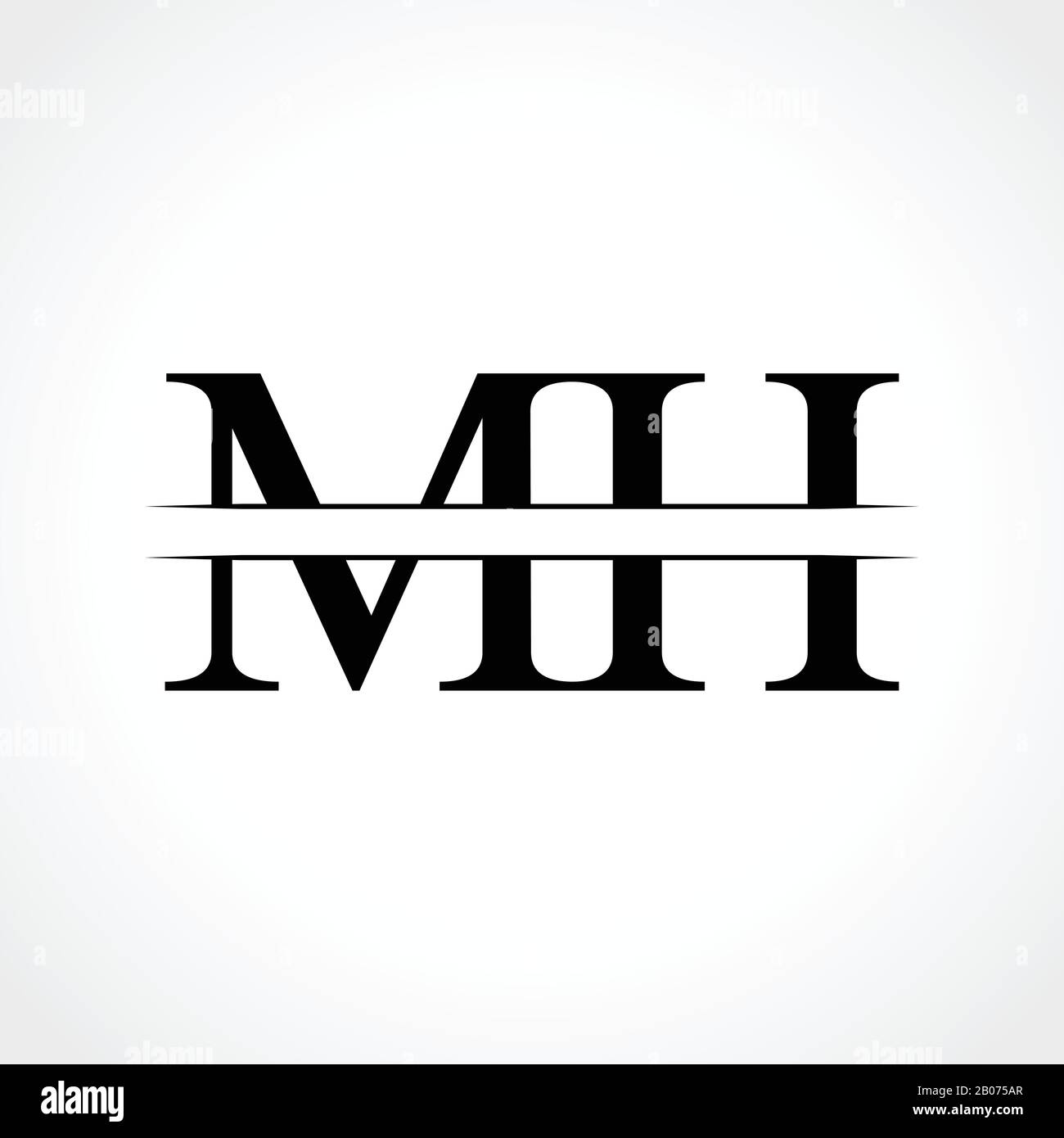 Vektor-Vorlage für das Design des MH-Buchstaben-Logos. Abstraktes Design mit schwarzem Letter-MH-Logo Stock Vektor