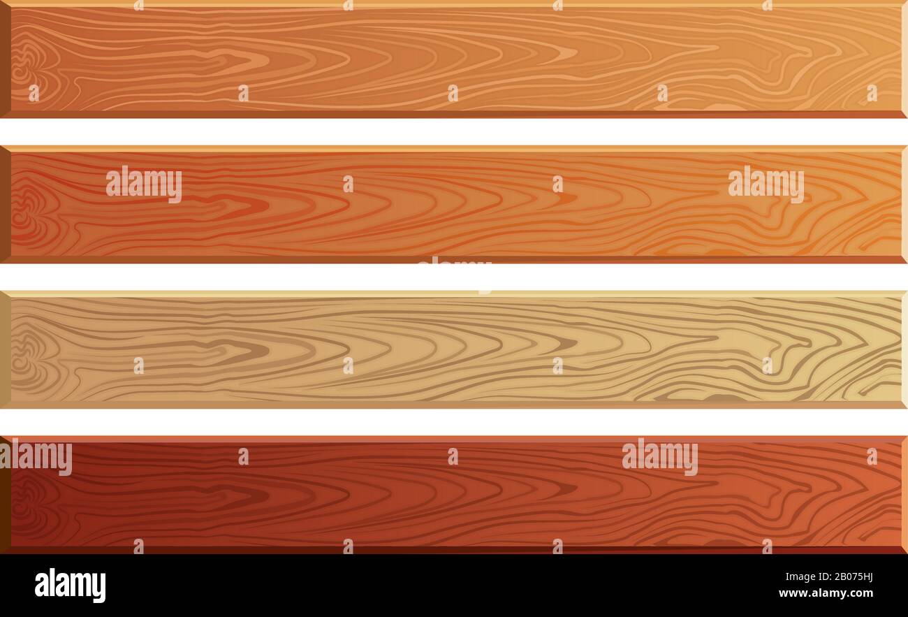 Holzbohlen mit Holztextur-Vektor-Set. Strukturiertes Design mit Holzbrett Stock Vektor