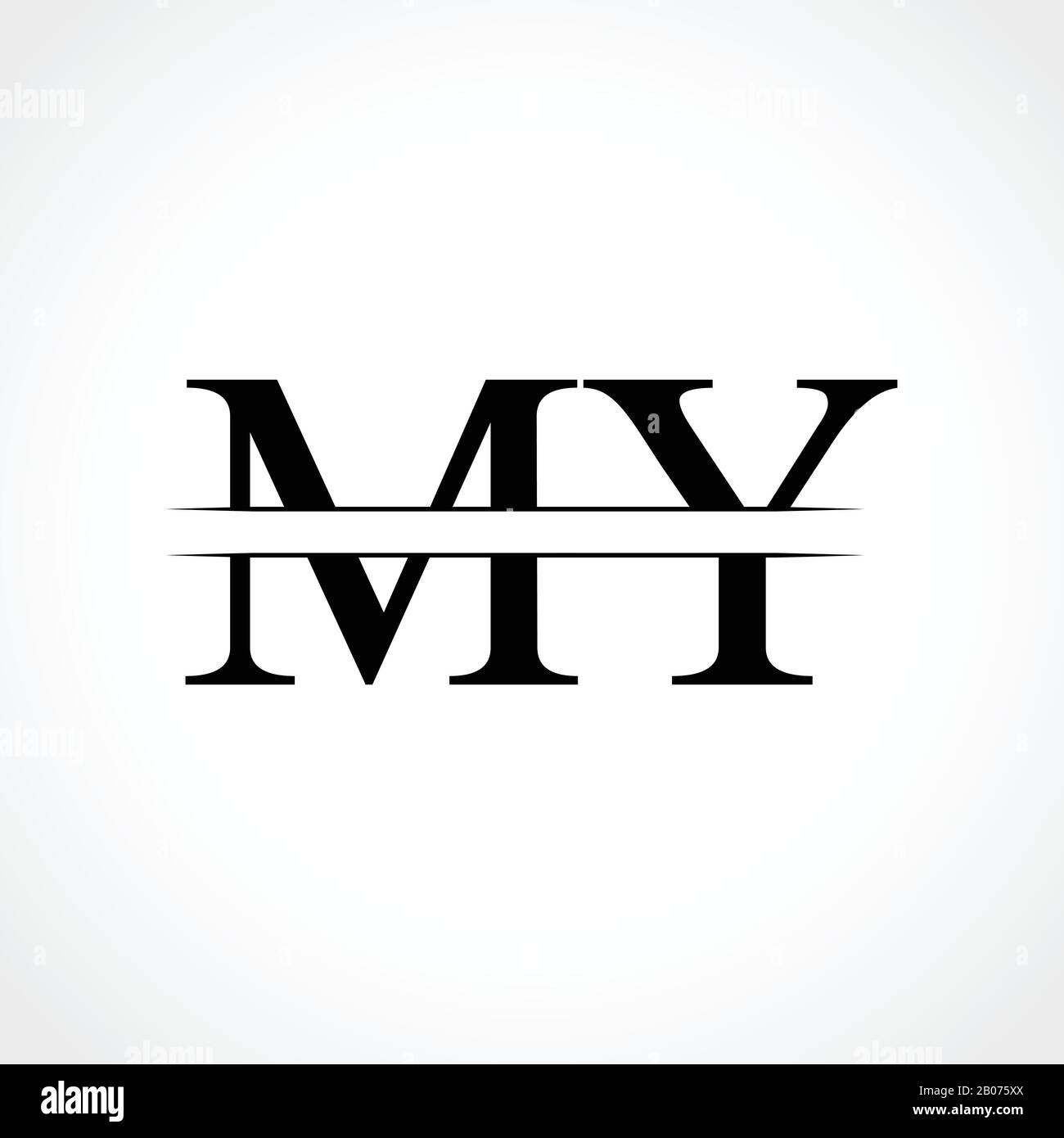 Vektor-Vorlage für die Gestaltung von Logos für Anfangsbuchstaben. Abstrakter schwarzer Buchstabe MY Logo Design Stock Vektor