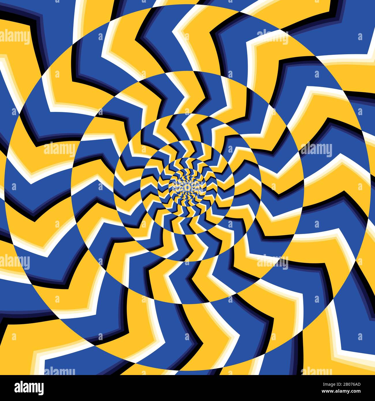 Psychedelischer optischer Spin-Illusion-Vektorhintergrund. Illusion der Darstellung des Bewegungseffekts Stock Vektor