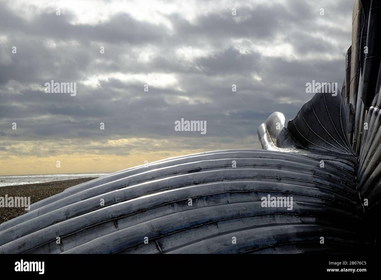 Abschnitt der Scallop-Skulptur am Adeburgh Beach, Aldeburgh, Suffolk. GROSSBRITANNIEN Stockfoto