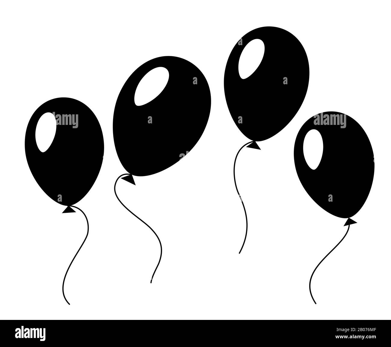 Baloons Vektorgrafiken in Schwarzweiß für Geburtstagsparty Stock Vektor