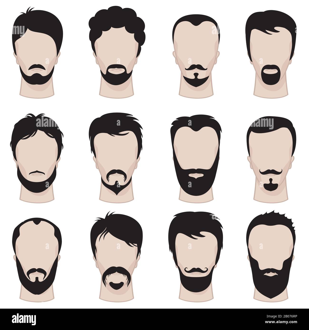 Herren Haarschnitt, Haarschnitt, Bart, Schnurrbart. Modischer Gentleman mit modischer Frisur. Vektorgrafiken Stock Vektor