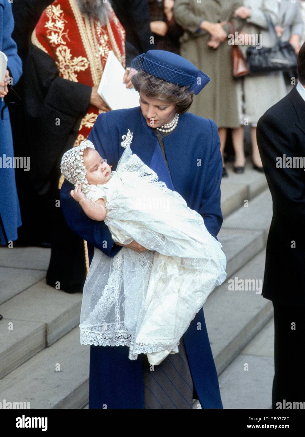 Königin Anne-Marie und bei der Taufe von Prinzessin Theodora, London England Juni 1983 Stockfoto