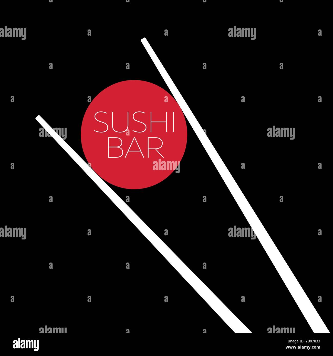 Vorlage für das Sushi Bar-Logo. Beschriftung für Menü Seafood, Vektorgrafiken Stock Vektor
