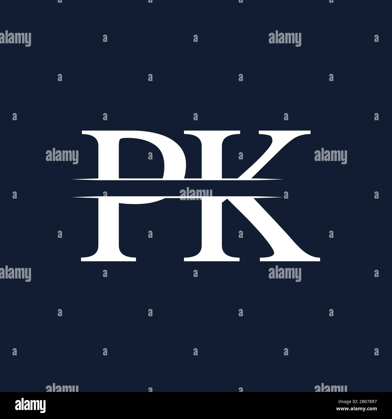 Vektor-Vorlage für das Design des PK-Logos für den ersten Monogrammbrief. Design mit PK-Letter-Logo Stock Vektor