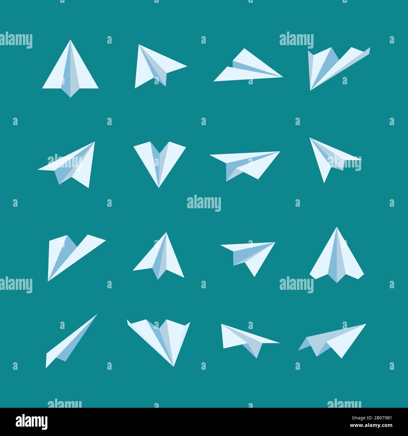 Ebene der Papierebenen - Symbole für flache Vektoren festgelegt. Origami-Flugzeug- und Papierflugzeug-Illustration Stock Vektor