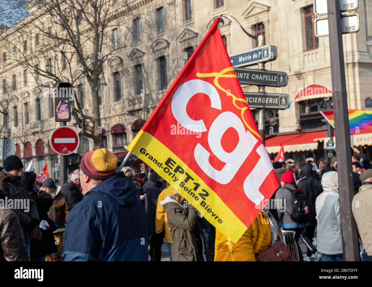 Protest gegen die französische Rente Reform in Paris Stockfoto