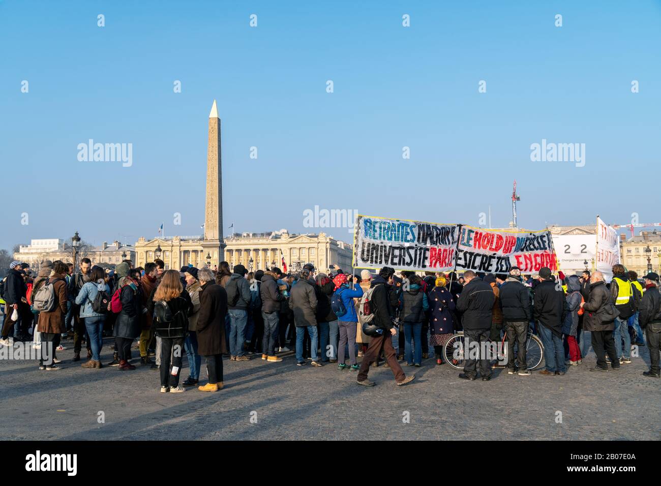 Protest gegen die französische Rente Reform in Paris Stockfoto