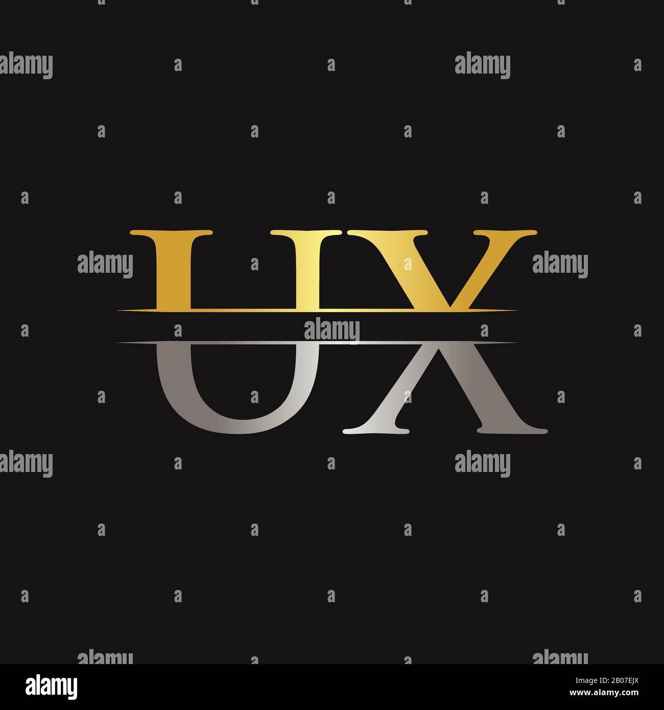 Initial UX Logo Design Vector Template. UX Schreiben Logo Design Stock Vektor