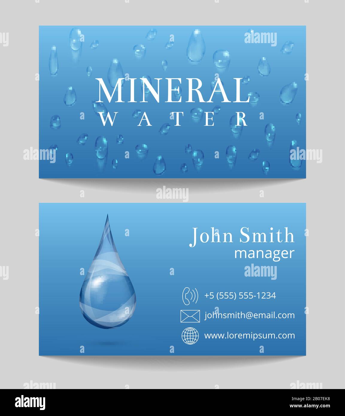 Vorlage für die Lieferung von Mineralwasser auf beiden Seiten. Auf Banner ablegen. Vektorgrafiken Stock Vektor