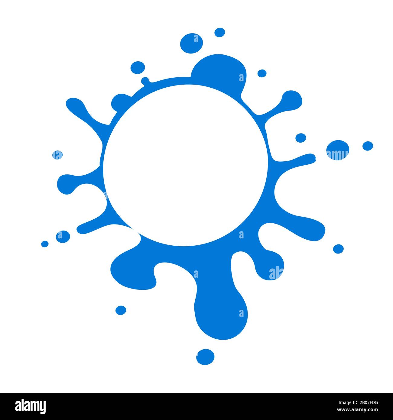 Blaues Vektor-Wasser spritzt isoliert über Weiß. Abbildung: Flüssige, frische Tropfen Stock Vektor