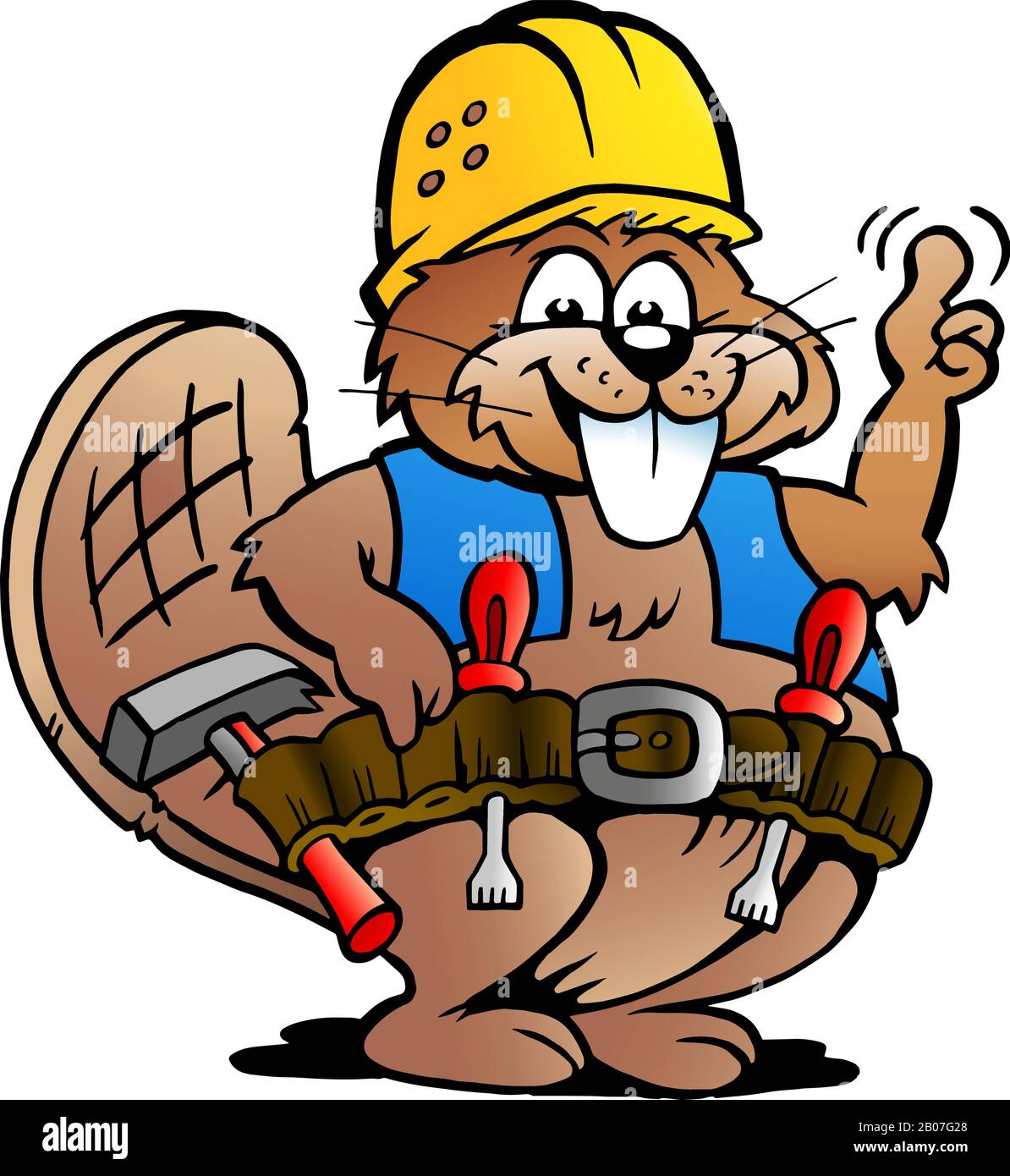 Vector Cartoon Illustration eines Arbeitenden Handwerkers Beaver Stock Vektor