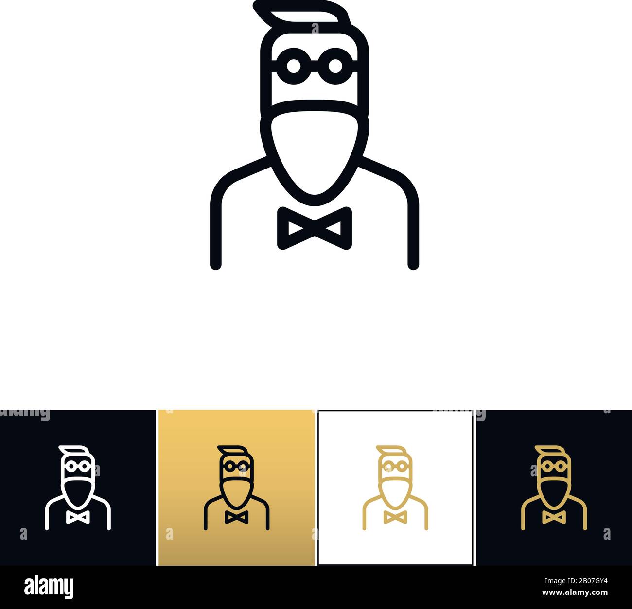 Symbol für den Modevektor von Hipper man. Modeprogramm von Hipper man auf schwarzem, weißem und goldenem Hintergrund Stock Vektor