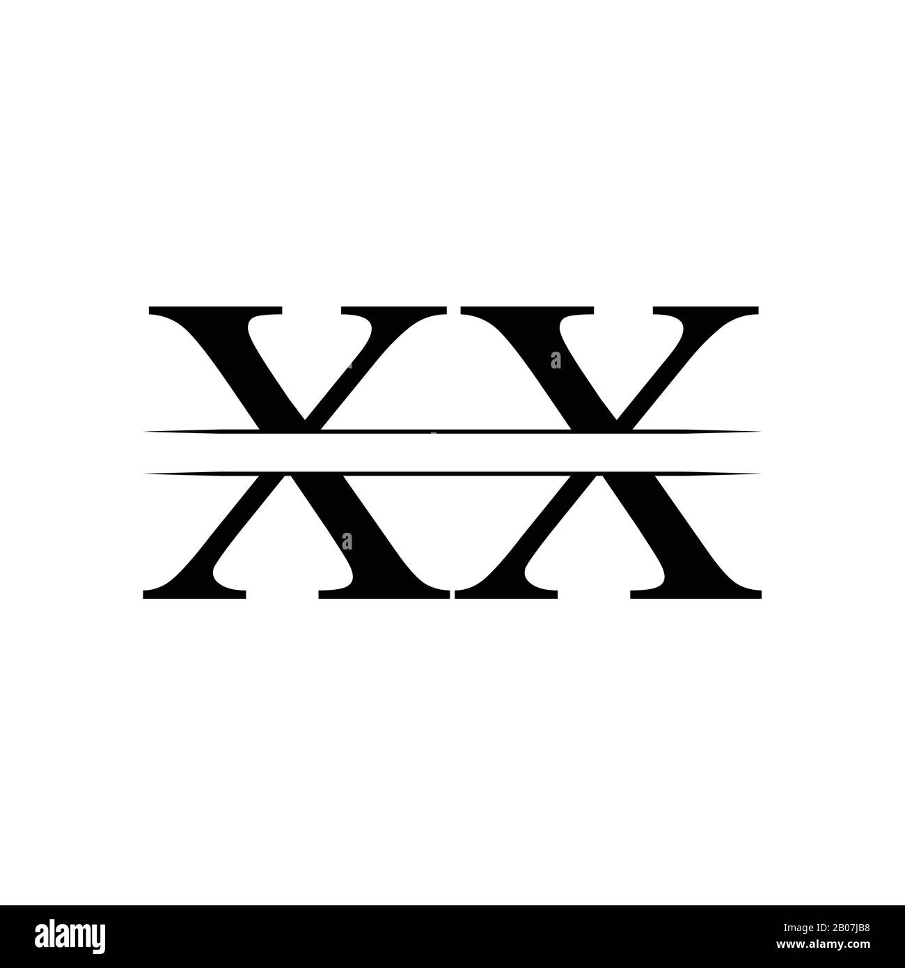 Creative Letter XX Logo Vector Mit schwarzen Farben. Abstraktes Design Des Linked Letter XX-Logos Stock Vektor