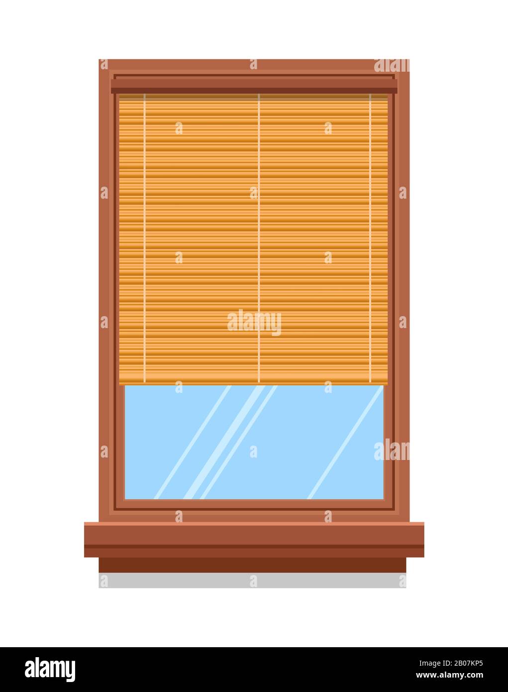 Vorhang oder Bambusblindling auf Holzfenster, isoliertes Symbol Stock Vektor
