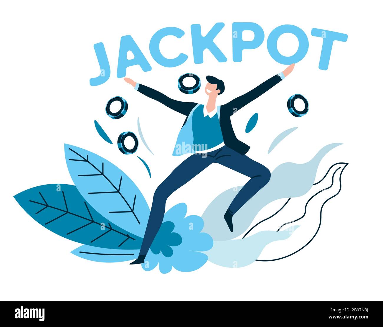 Gewinner, Jackpot und Casino-Glücksspiel, Poker-Chips Stock Vektor