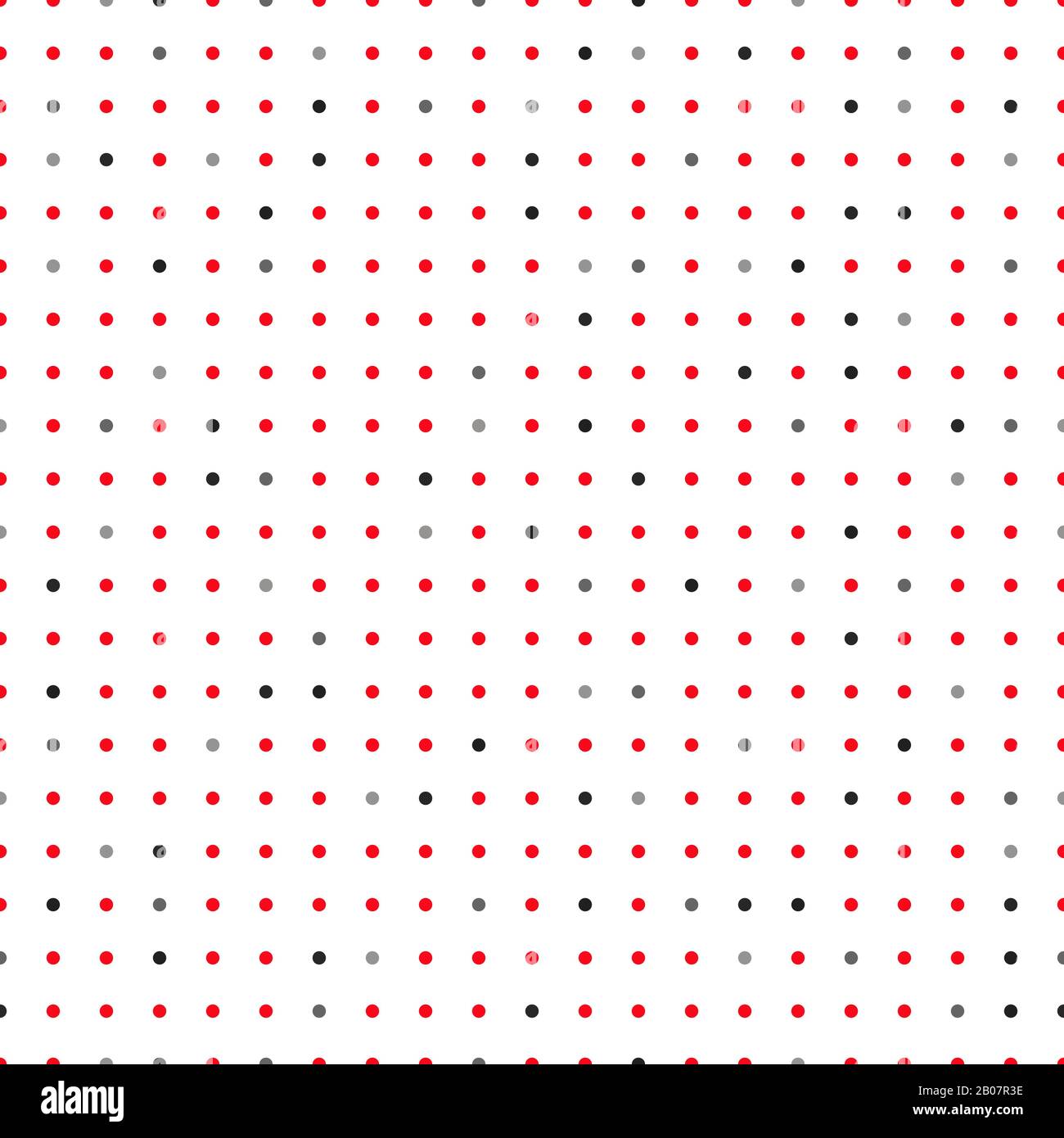 Roter, grauer und schwarzer Polka-Punkt auf weißem Backgound. Kleine Punkte. Vektor-nahtloses Muster Stock Vektor