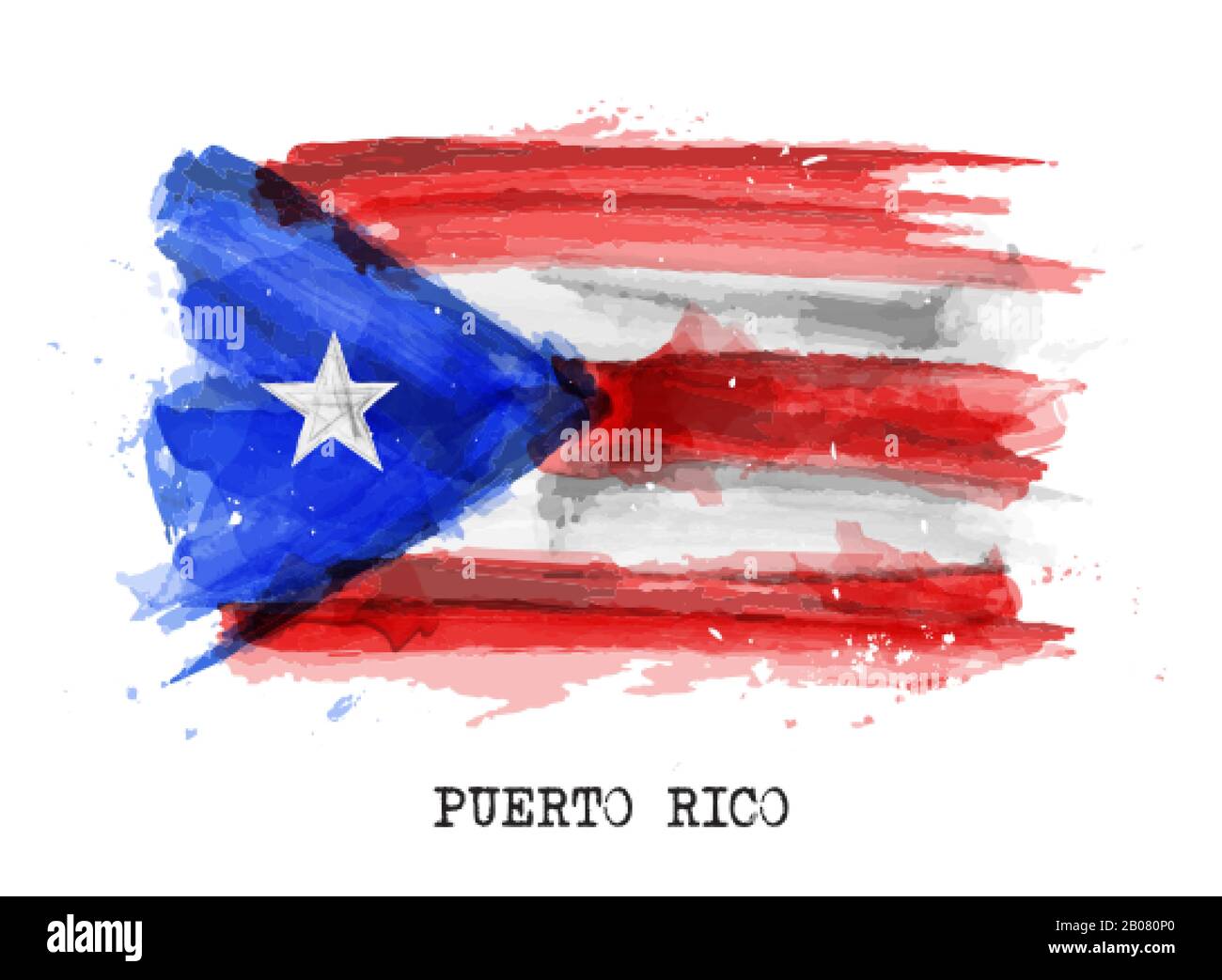 Realistische Farbe Malfahne von Puerto rico. Vektor. Stock Vektor