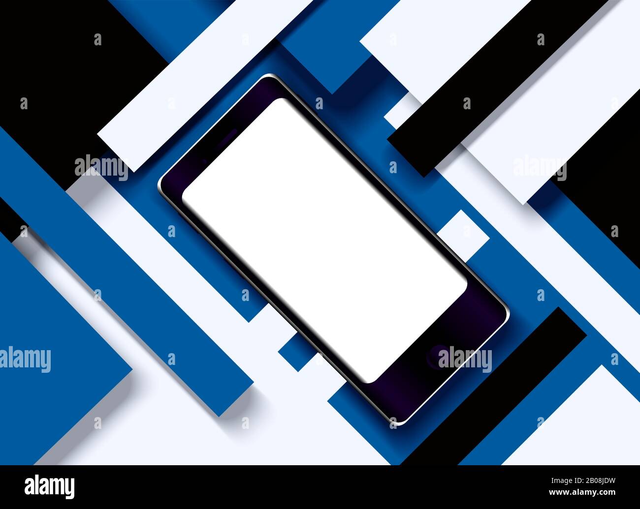 Schwarzes Handy mit einem weißen leeren Bildschirm Stock Vektor