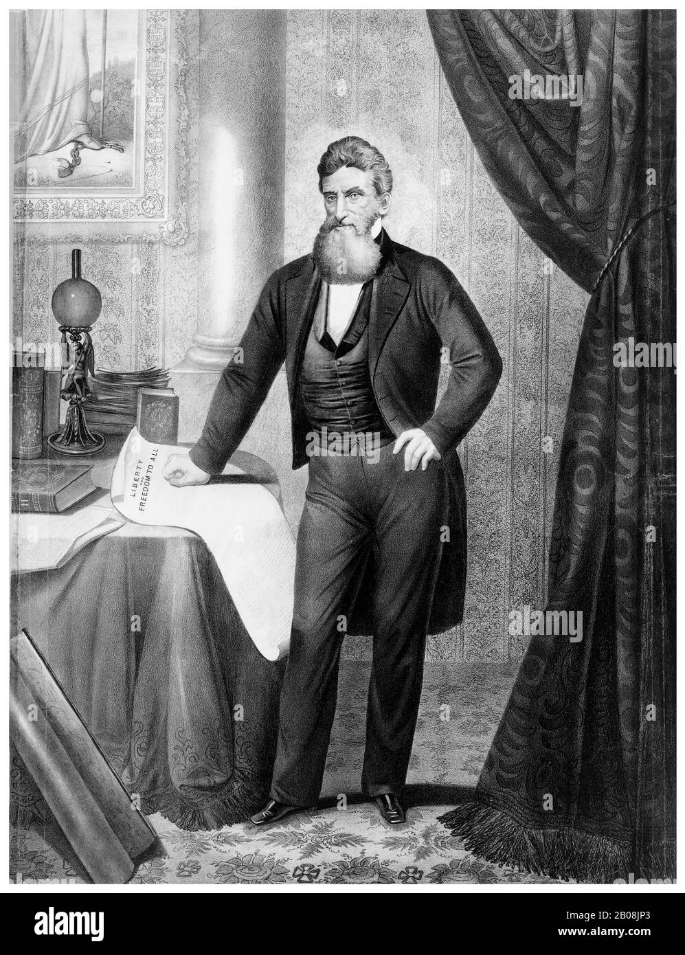 John Brown (1800-1859), Abolitionist, Antisklaverei-Bewegung, Porträtdruck von Anton Hohenstein nach Martin Lawrence, im Jahre 1866 Stockfoto