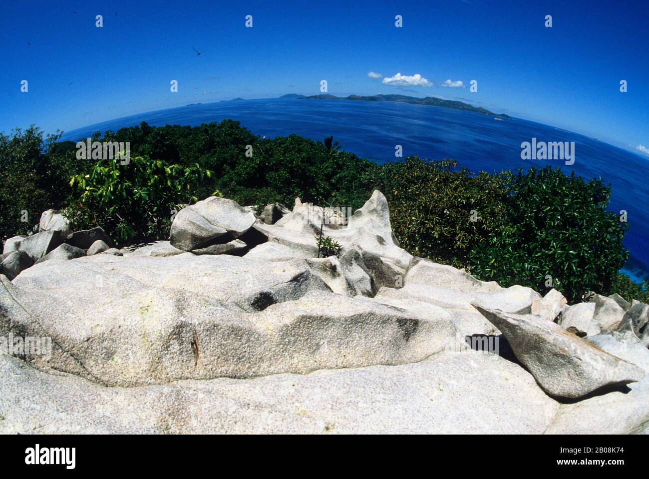 AFRIKA, SEYCHELLE-INSELN, ARIDE ISLAND, BLICK VOM GIPFEL DES BERGES Stockfoto