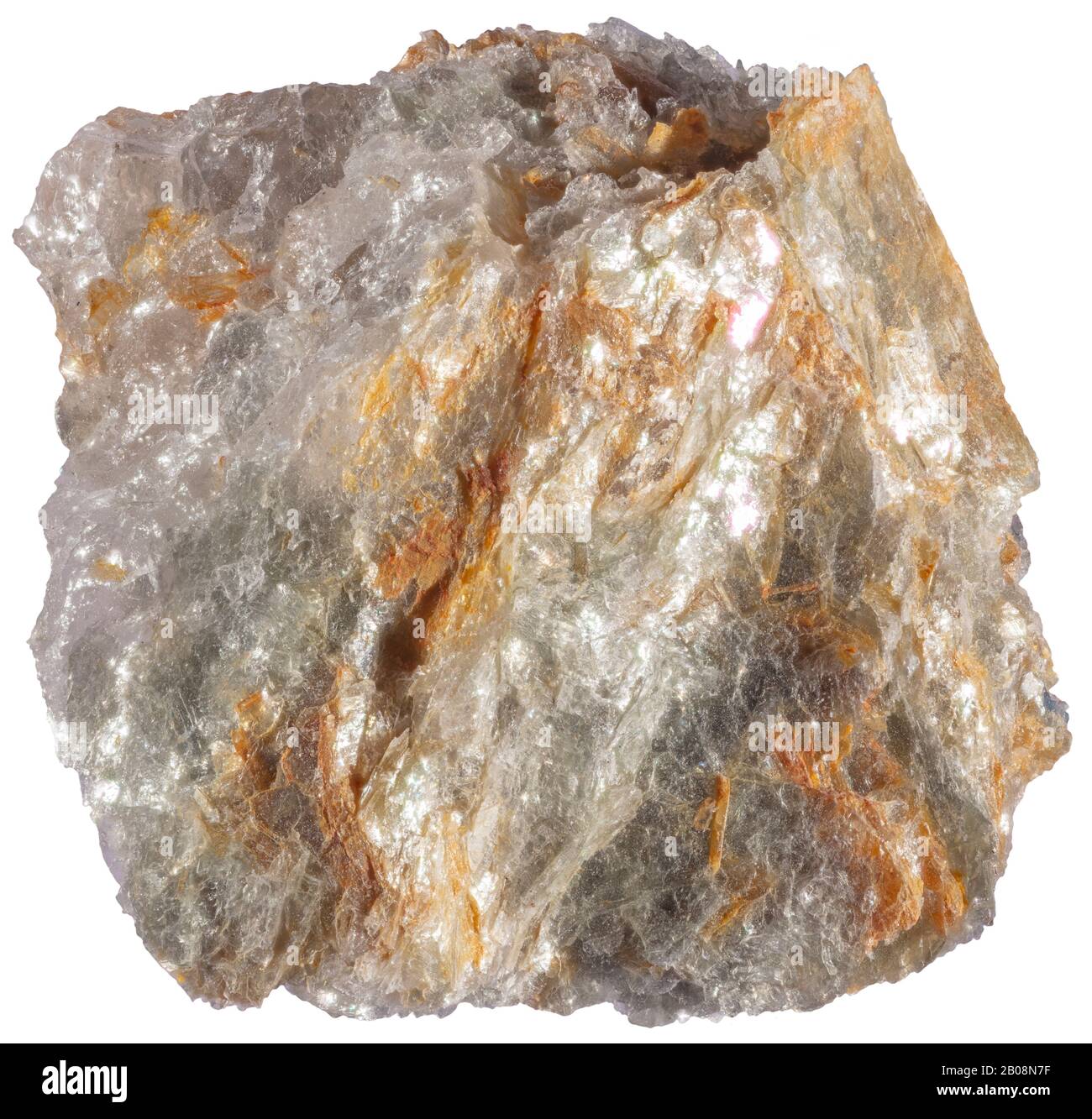 Silver Mica, Grenville, Quebec Die Glimmergruppe der Blattsilikatminerale (Phyllosilikat). Stockfoto