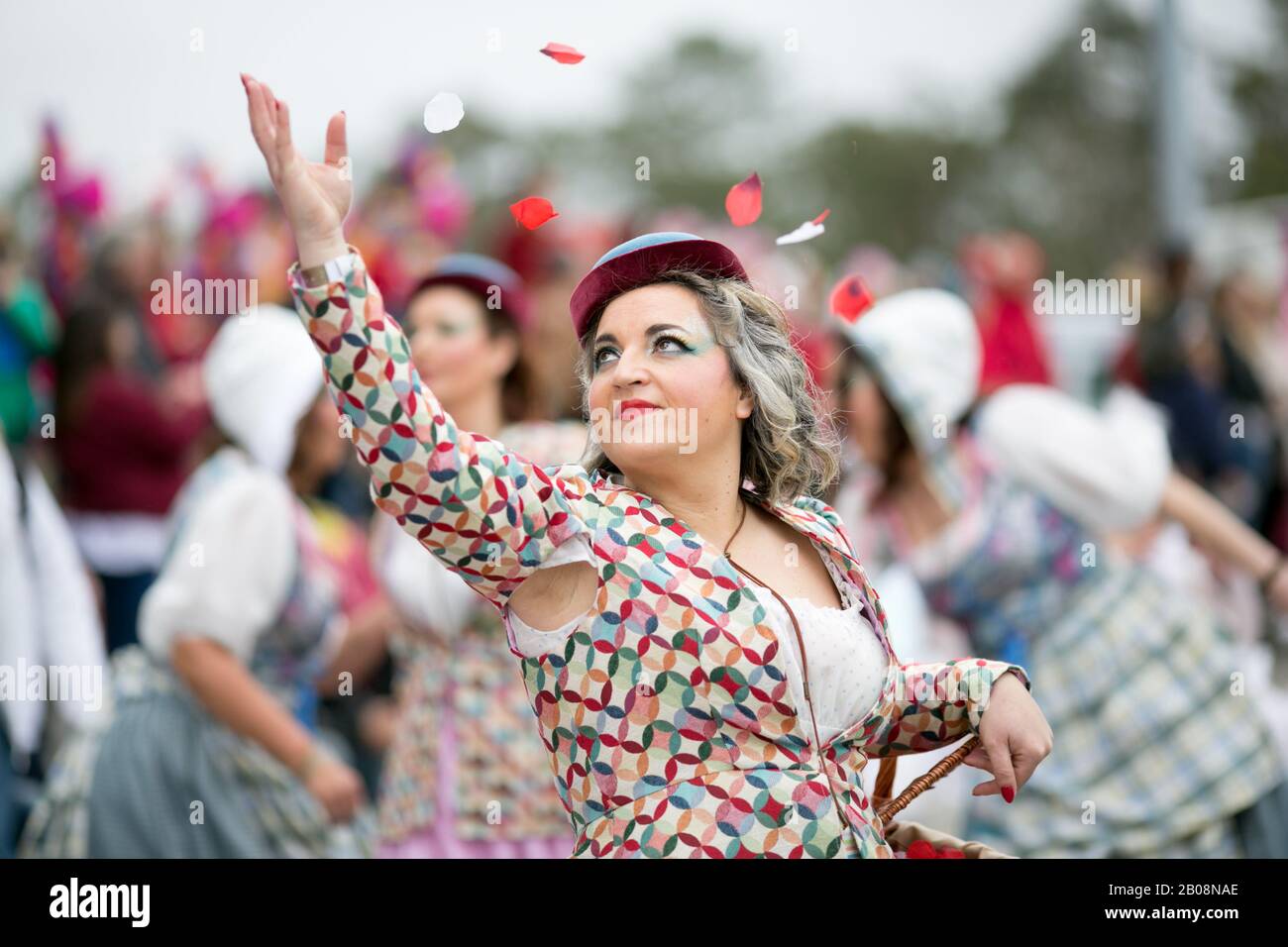 Carnaval de Ovar, Portugal. Desfile de cor e alegria Stockfoto