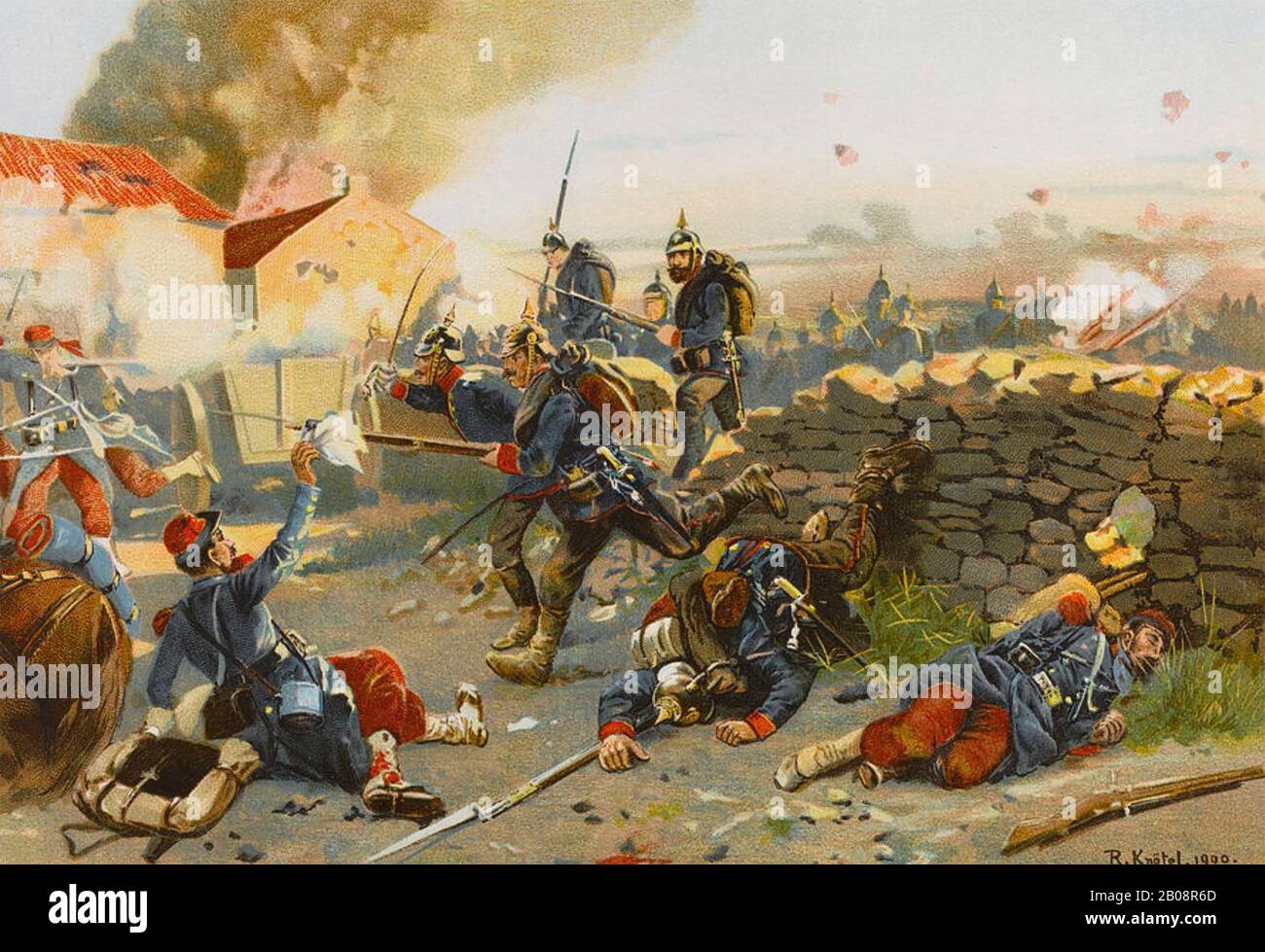 FRANCO-PRESSBURGER KRIEG 1870. August 1870 in der Schlacht bei Gravelotte stürmt das Regiment "Preussische Sachsen" die Stellung des St Privat Stockfoto