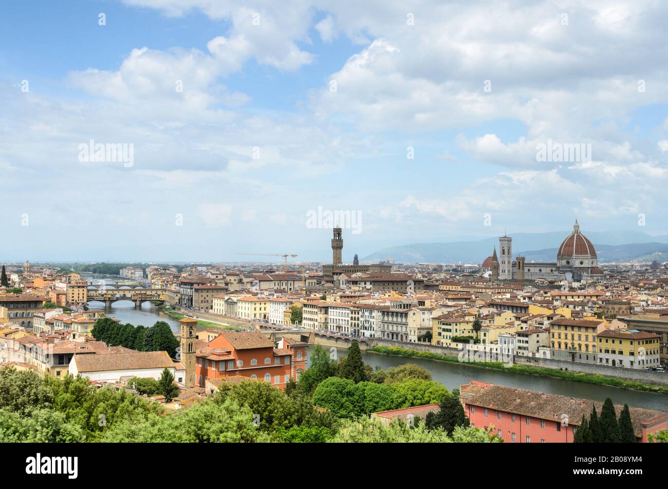 Blick über die mittelalterliche Stadt Florenz, in der Toskana, Italien, Europa. Stockfoto