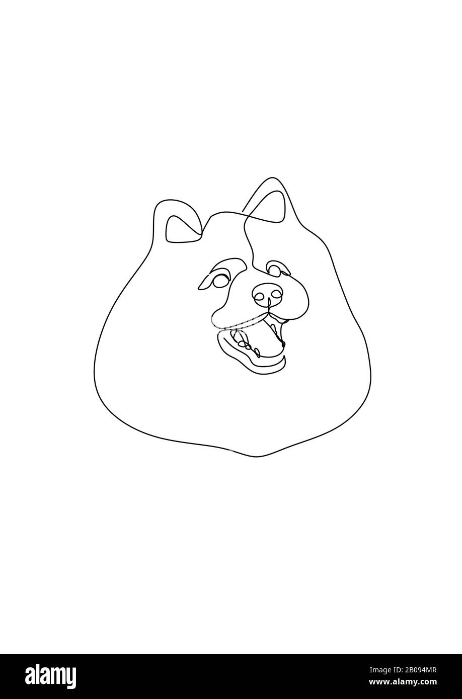 Zeichnungen der Hunde-Vektor-Reihe festlegen. Einzeilige Abbildung. Schwarz und Weiß. Symbole für die Linie von Haustieren. Welpenvektor, Hunderasse. Minimales Hundelogo Stockfoto