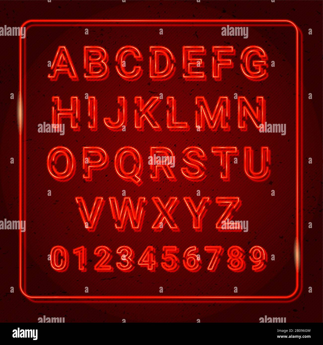 3D-Alphabet mit Neon Red Effekt für Title oder Zeichen Stock Vektor