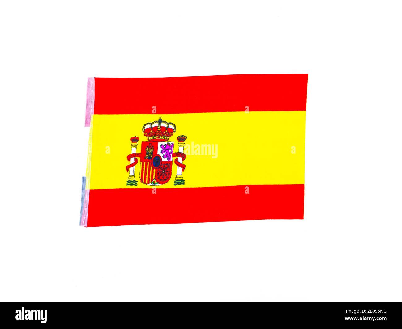 Staatsflaggen Spaniens mit Wappen. Stockfoto