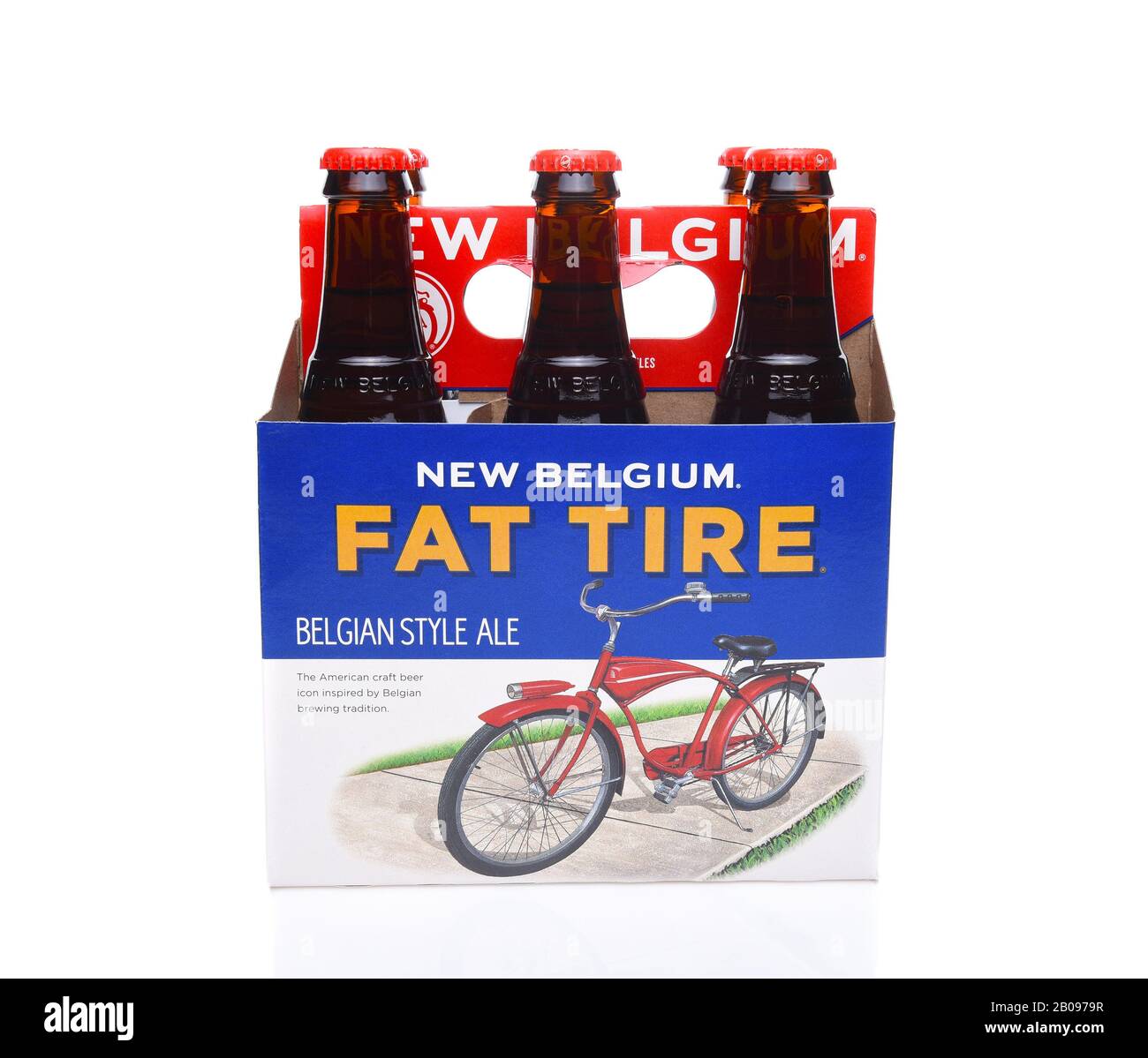 Irvine, KALIFORNIEN - 14. Dezember 2017: Fat Tire Amber Ale. 6er-Pack Fat Tire Amber Ale von der New Belgium Brewing Company, Fort Collins, Col Stockfoto