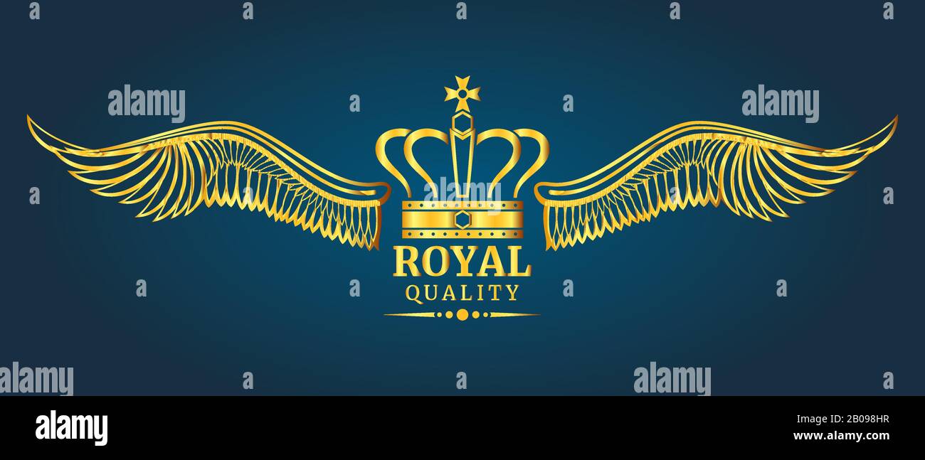 Goldene Vektor-Krone - Logo-Vorlage in königlicher Qualität. Elegante Darstellung der Embleme Stock Vektor