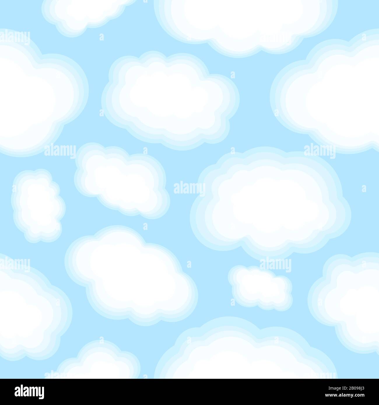 Cloud-nahtloses Muster auf hellblauem Hintergrund. Vektor-Illustration niedliche Wolken für Hintergrundbilder Stock Vektor