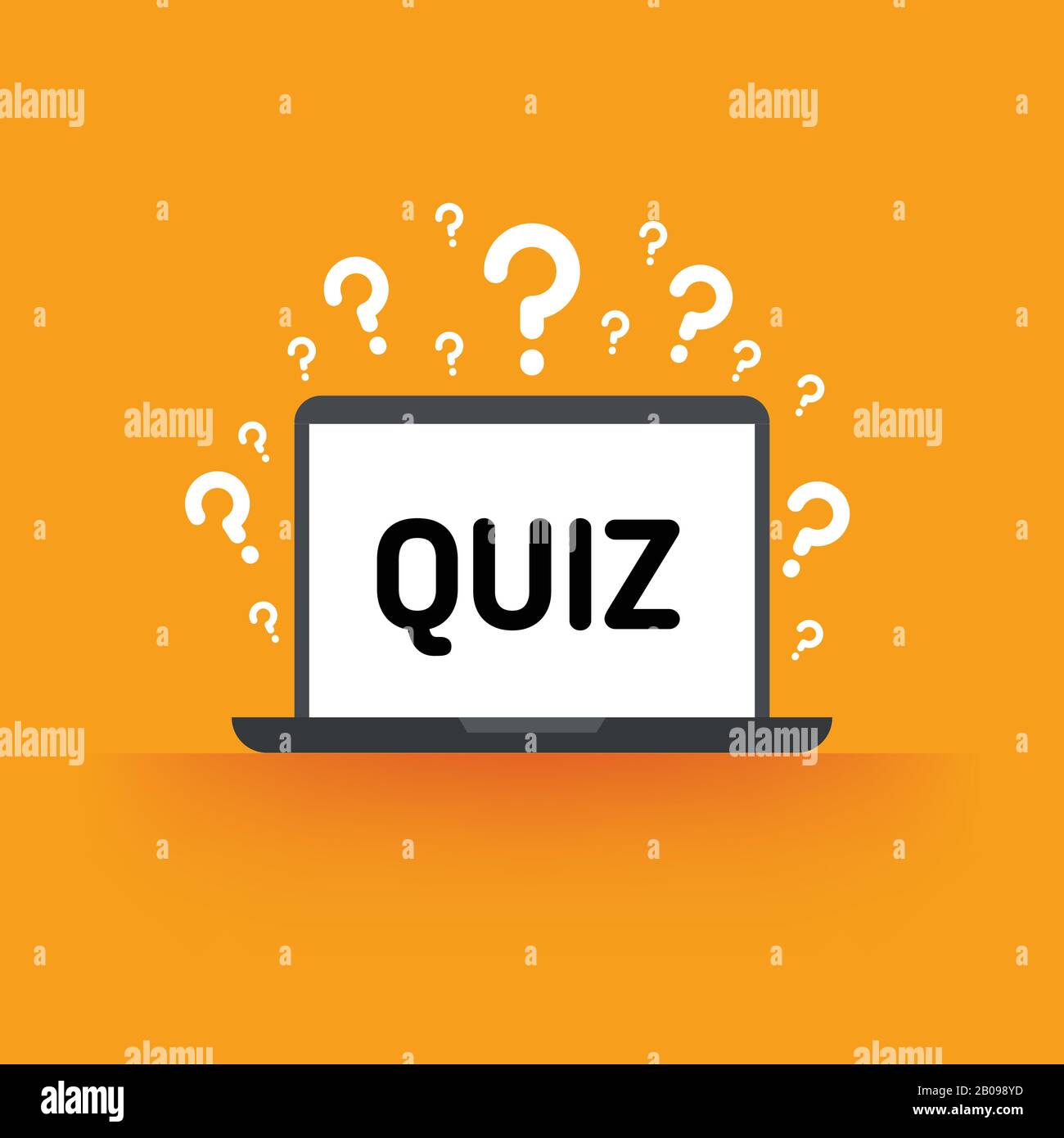 Quiz, Test, Umfrage, Prüfungsvektorkonzept. Online-Quiz auf Laptop, Vektor-Prüfung für die Ausbildung, Abbildung des Quiztests Stock Vektor