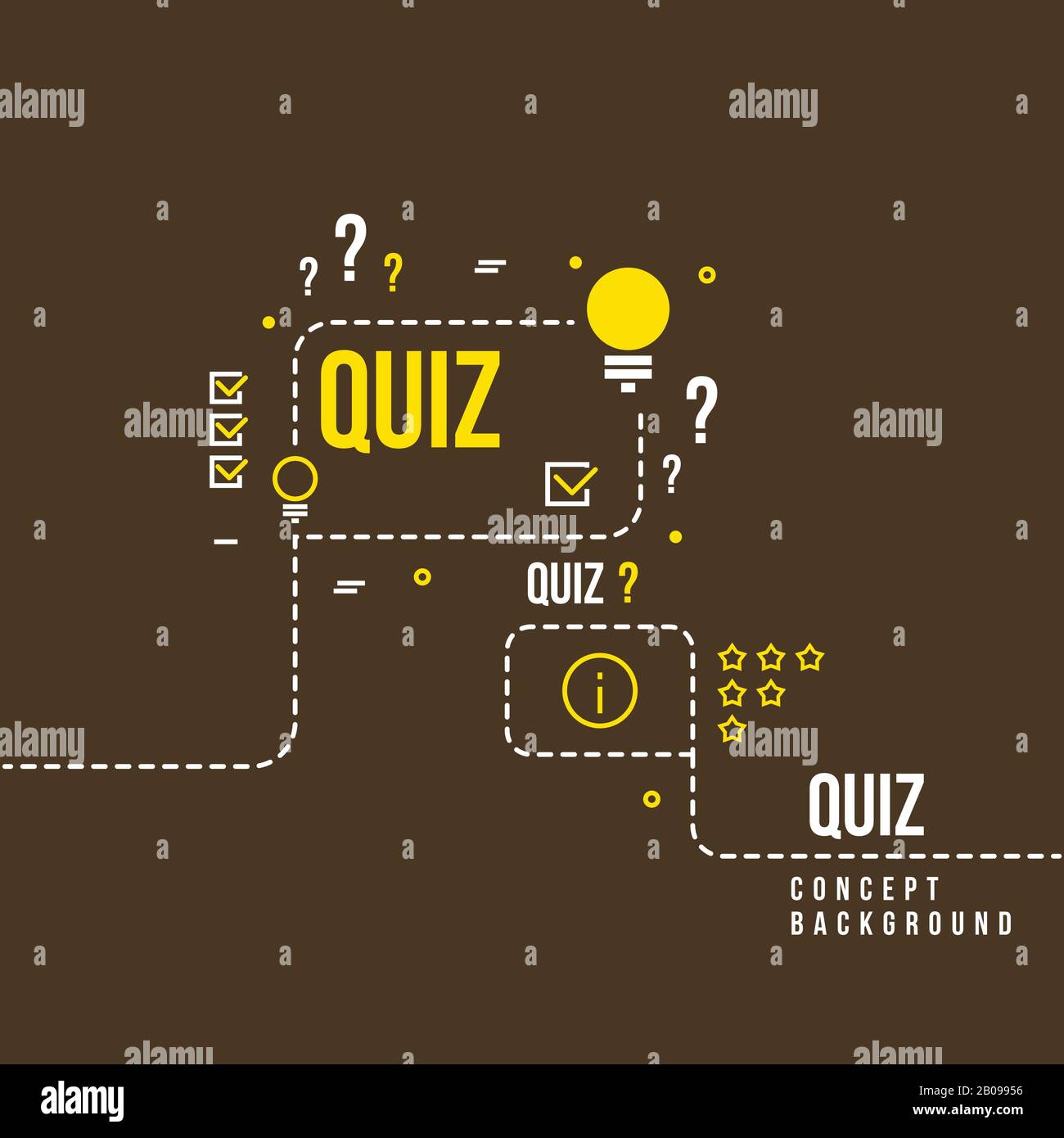 Tests, Quiz für Schulprüfung, abstrakter Hintergrund. Abbildung der Quizstudie zum Fragebogen Stock Vektor