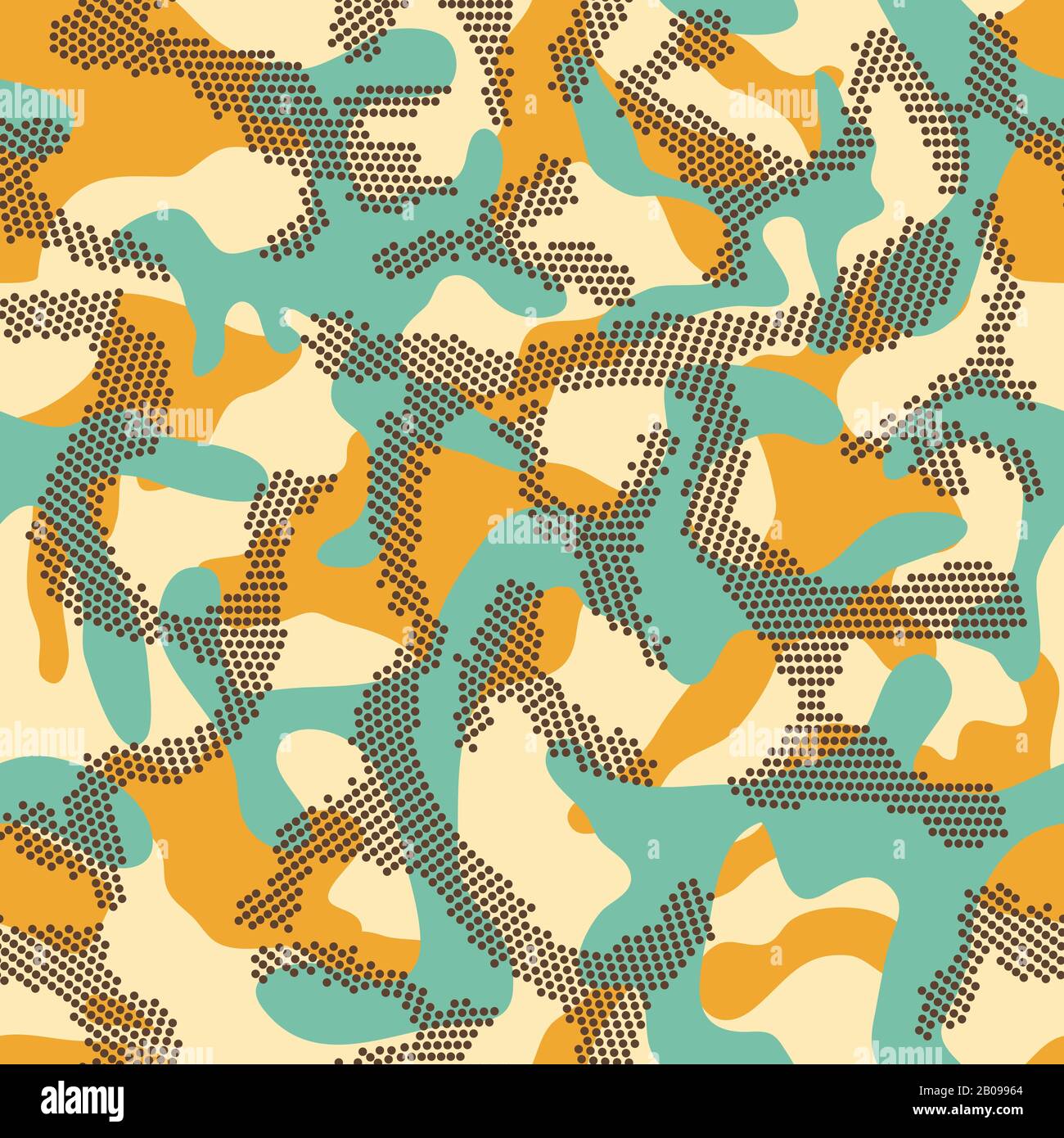 Abstrakte Tarnung Geometric Mode Vector Seamless Muster. Tarntextil für die Armee, Abbildung der Mustertarnung mit Punkten Stock Vektor