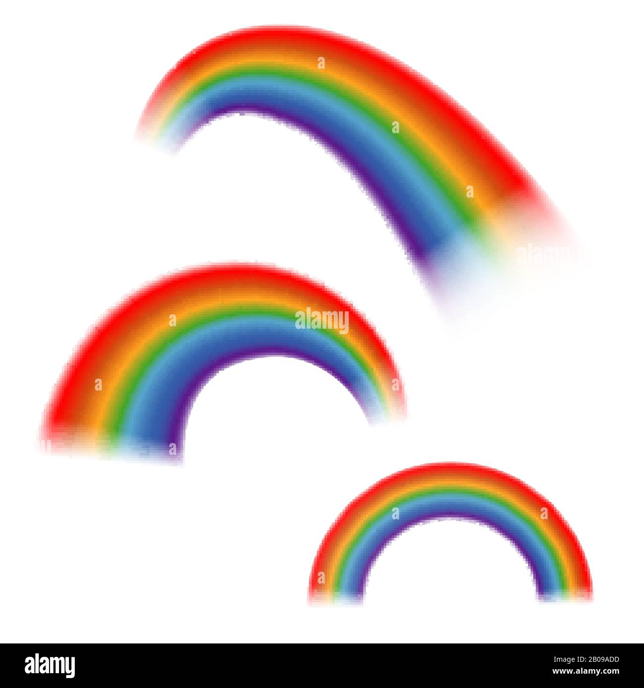Satz von hellen Vektor-Regenbögen isolierter weißer Hintergrund. Rainbow Collection Illustration Stock Vektor