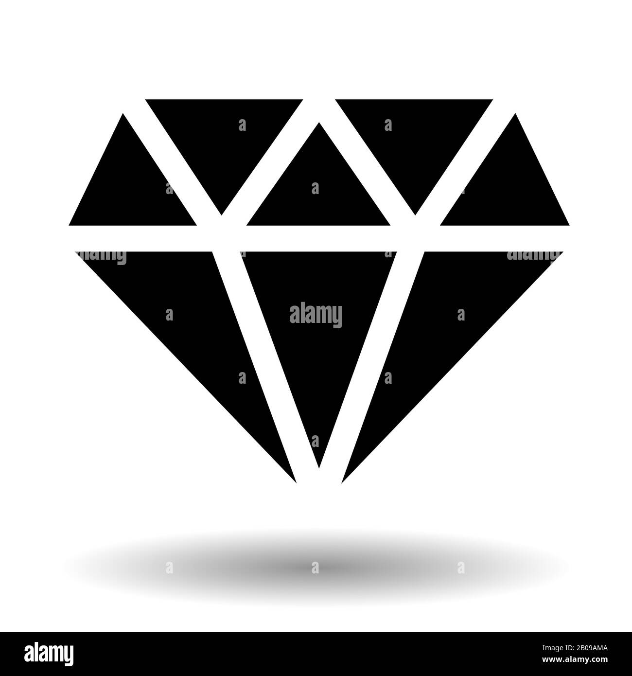Diamantförmiges Vektorsymbol isoliert über weiß. Monochrome Schmucksteinillustration Stock Vektor