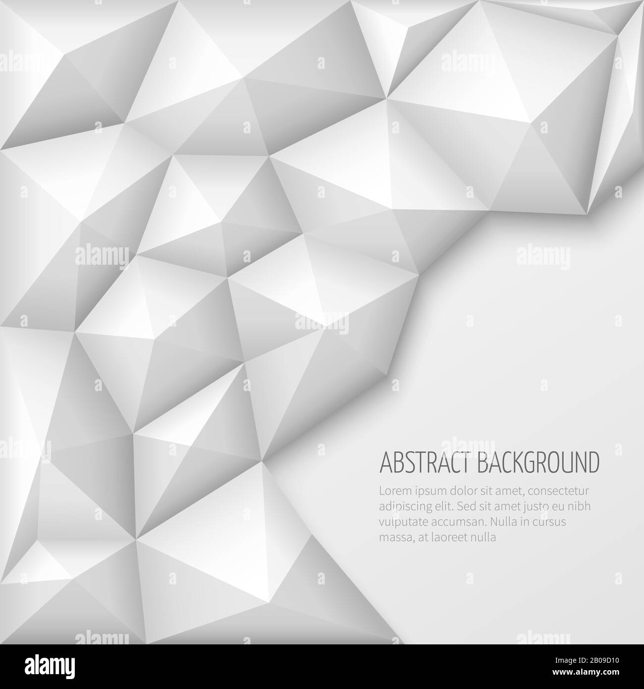 Weißer abstrakter 3D-Vektorhintergrund mit niedrigem Polygonmuster. Abstraktes Polygon, Dreieckshintergrund, Abbildung Stock Vektor