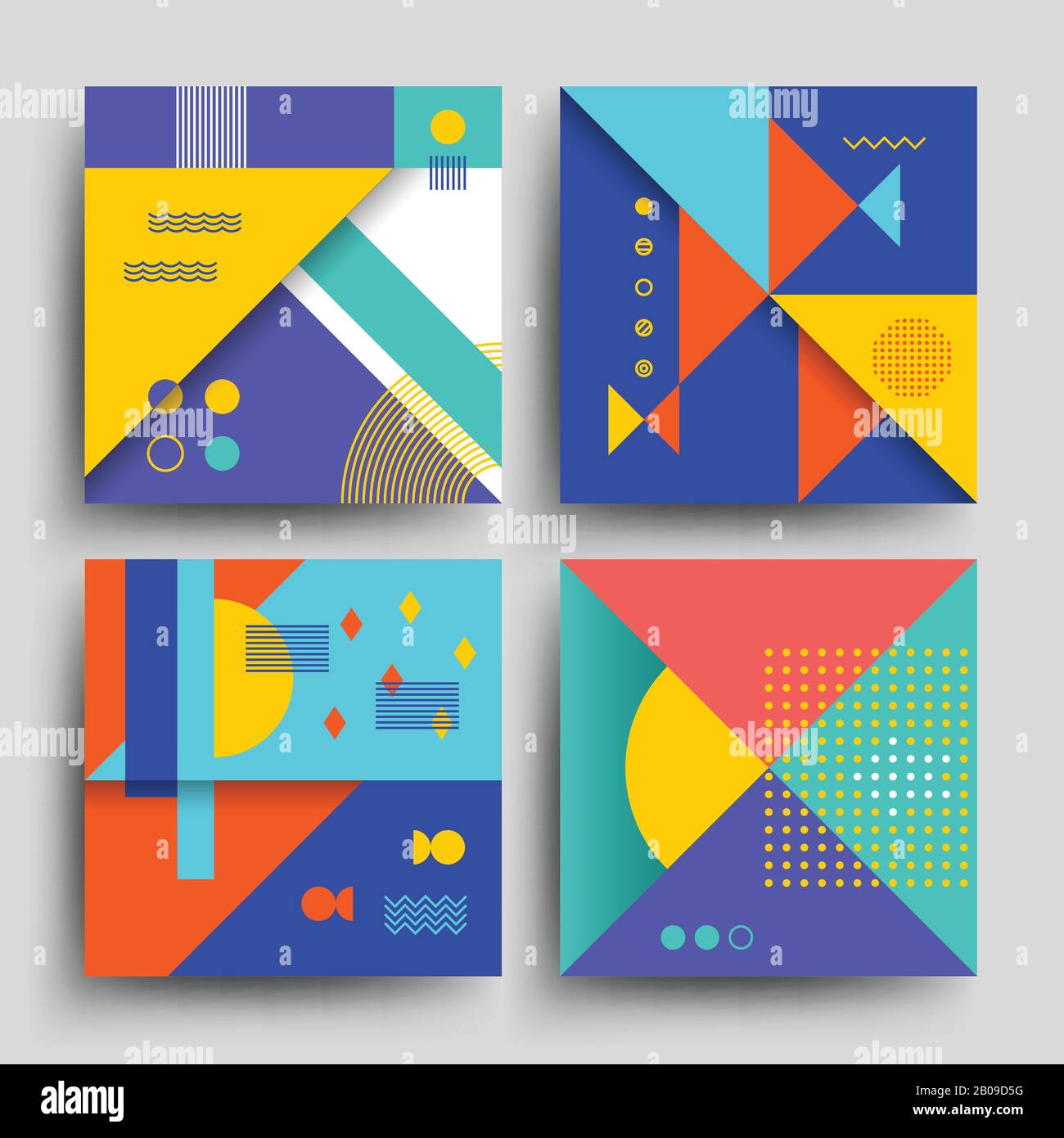 Minimales 2D-Design, Vektorabdeckungen, Plakate, Poster, Flyer und Banner im Retro-Stil der 80er bis 90er Jahre. Karte in Vintage-Farben, Kartenflyer mit modischer Vintage-Illustration im 90-er-Stil Stock Vektor