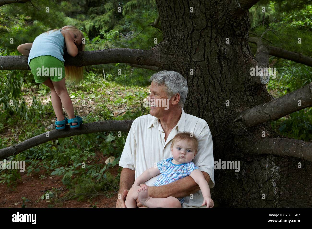 Mädchen-Kletterbaum Stockfoto