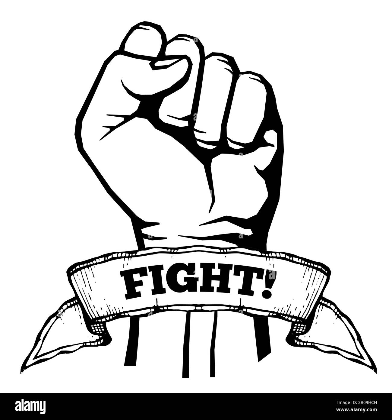 Kämpfen Sie für Ihre Rechte, Solidarität, Revolution Vektor Poster. Aggressive Stanzung starke Abbildung Stock Vektor
