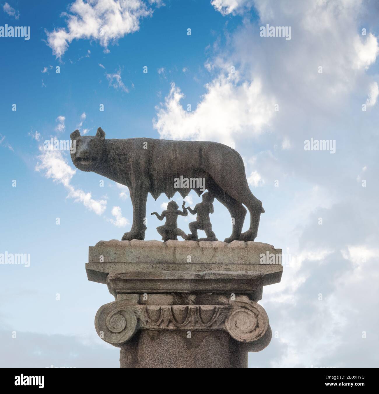 ROM, Italien - 03. Oktober 2018: Silhouette des legendären She-Wolf, der Romulus und Rem gepflegt hat Stockfoto