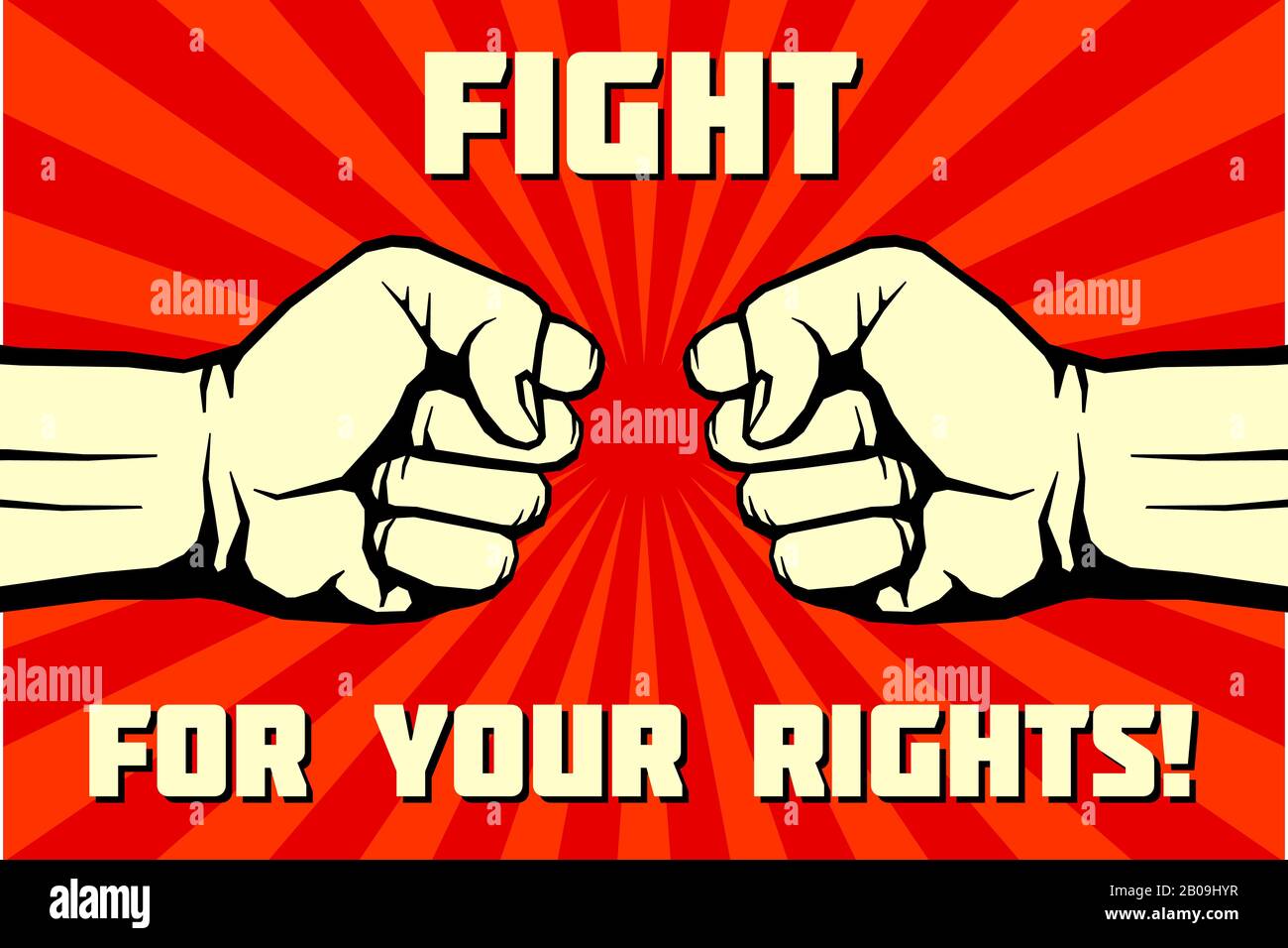 Kämpfen Sie für Ihre Rechte, Solidarität, Revolution Vektor Poster. Demonstration des Plakats für politische Illustration Stock Vektor