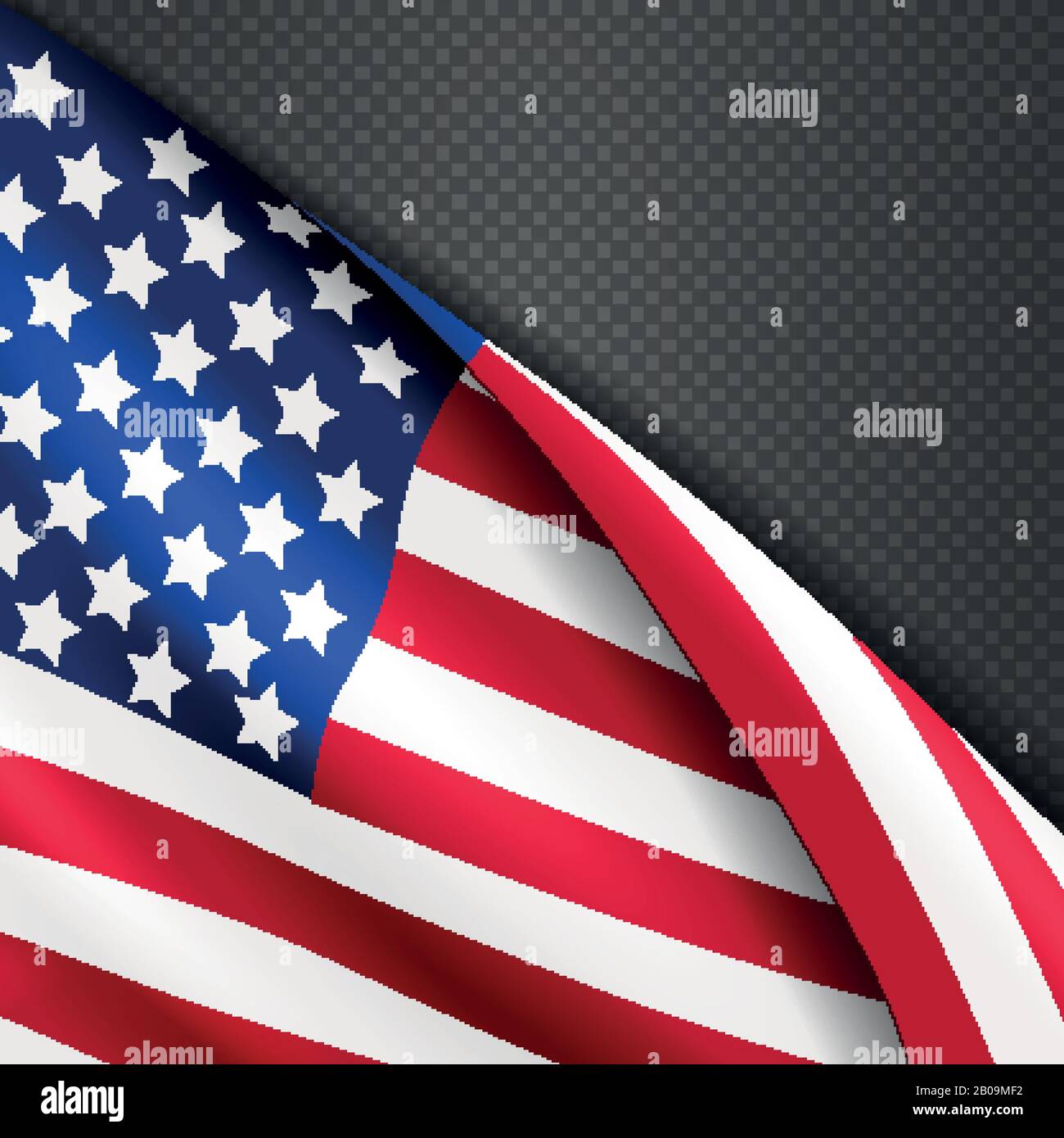 Patriotischer Vektorhintergrund mit amerikanischer Flagge der USA. Abbildung: wehende amerikanische Flagge Stock Vektor