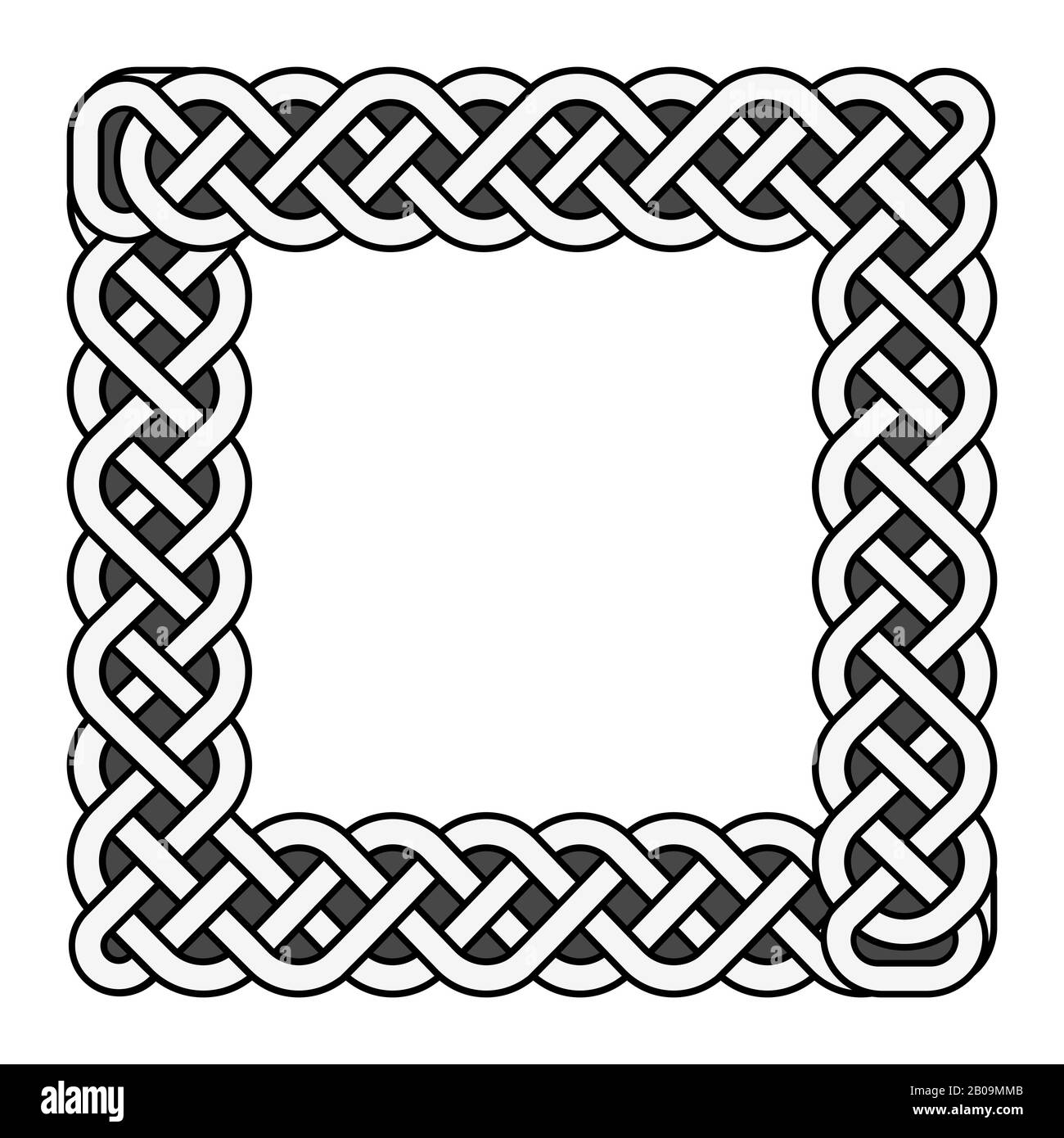Eckige keltische Knoten Vektor Mittelalterrahmen in schwarz und weiß. Traditionelle ethnische iren Knotengrenz-Illustration Stock Vektor