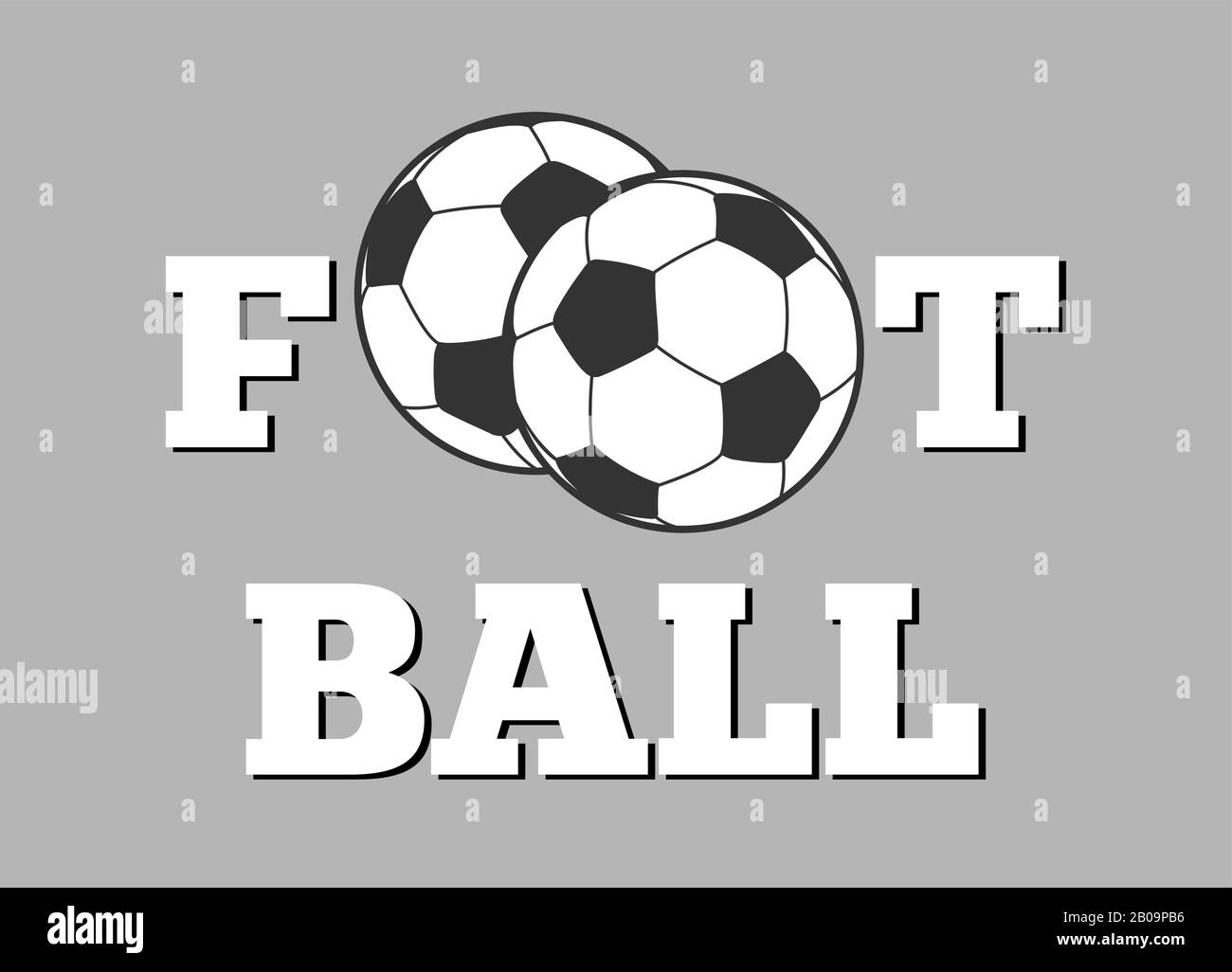 Fußball-Buchstaben und Vektorgrafiken im Kugelhintergrund. Sportkonzept Banner Stock Vektor